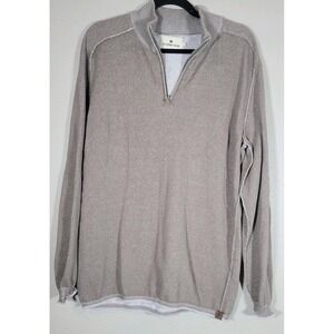The Normal‎ Brand Men's Quarter Zip Pullover Sweater Size L Taupe 100% Cotton